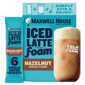 Maxwell House Iced Hazelnut Latte with Foam Instant Coffee Drink Mix, 5.82 oz, 6 Packets