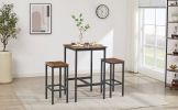 Bar Table Set, Square Bar Table with 2 Bar Chairs, Industrial Style Bar Chairs for Kitchen Breakfast Table, Bar, Living Room, Banquet Hall, Space Savi