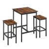 Bar Table Set, Square Bar Table with 2 Bar Chairs, Industrial Style Bar Chairs for Kitchen Breakfast Table, Bar, Living Room, Banquet Hall, Space Savi