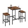 Bar Table Set, Square Bar Table with 2 Bar Chairs, Industrial Style Bar Chairs for Kitchen Breakfast Table, Bar, Living Room, Banquet Hall, Space Savi