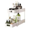 2 sets  sink storage units and bathroom sink storage units, 2-layer drawer cabinet storage unit for kitchen bathroom sink storage, white