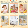 5 Piece Kiddy Table and Chair Set , Kids Wood Table with 4 Chairs Set Cartoon Animals (bigger table) (3-8 years old)